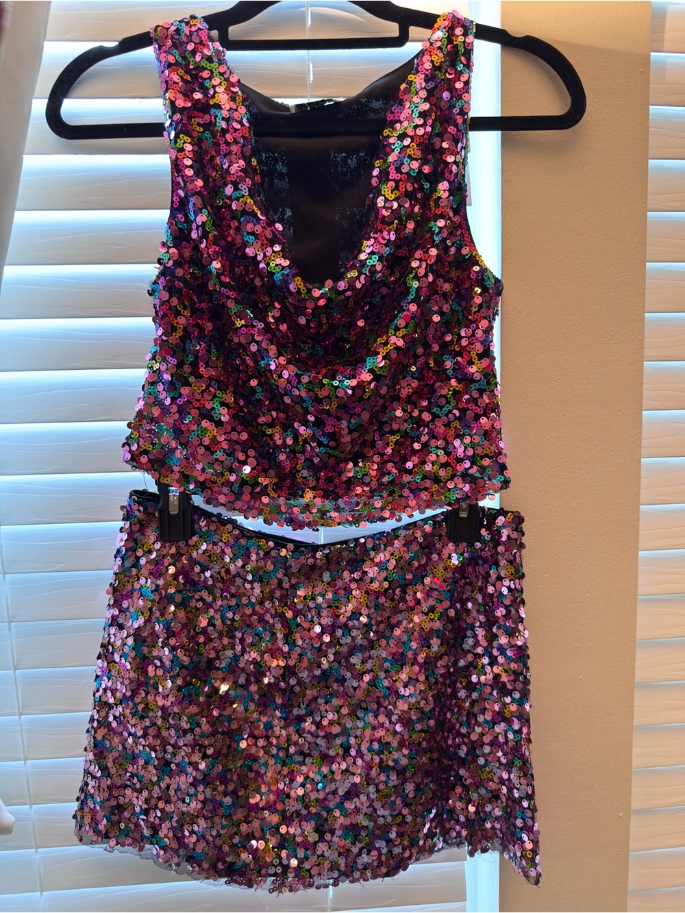 Sequin Two-Piece Pink Skirt and Top